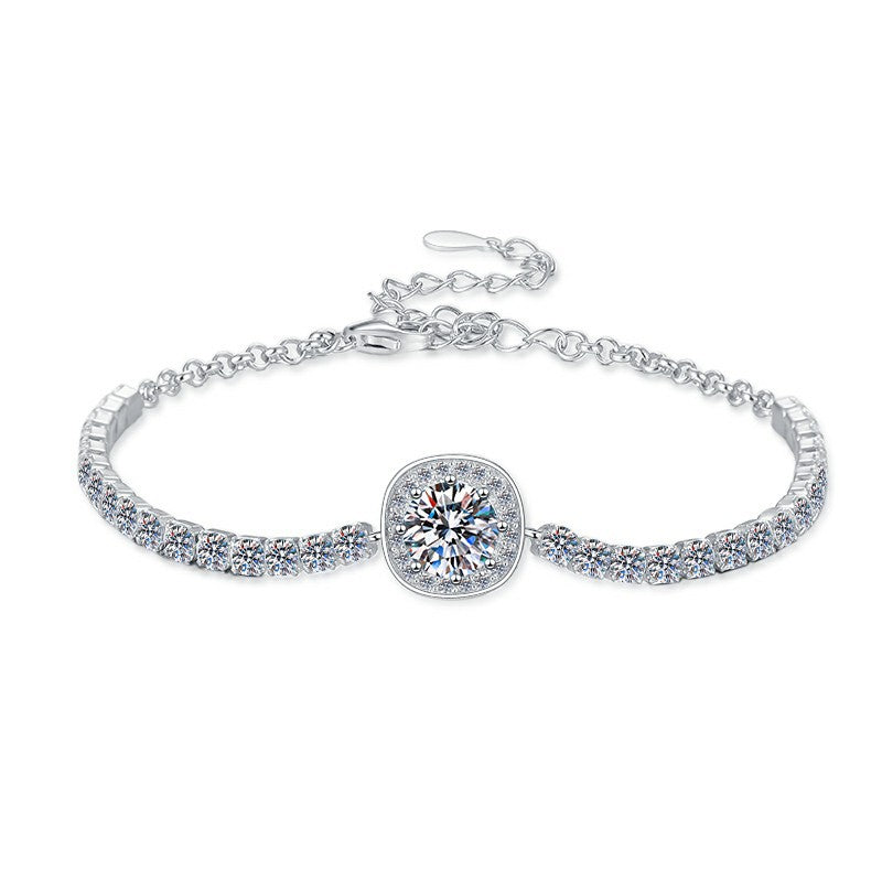 1CT Moissanite Square Bead Bracelet | S925 Sterling Silver | Women Fashion Bracelet | Wedding Gift