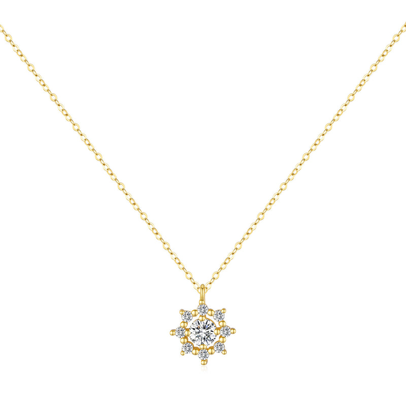 1CT Moissanite Snowflake Pendant Necklace | S925 Sterling Silver | Women Collarbone Chain | Light Luxury